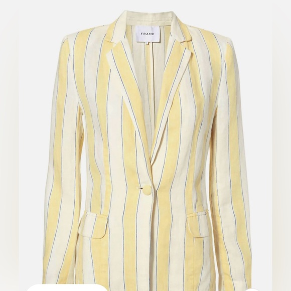 Stripped NEW FRAME 100% Linen Stripe Blazer size 0 - Picture 5 of 17